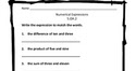 Classroom Freebies Too: Numerical Expressions Worksheet