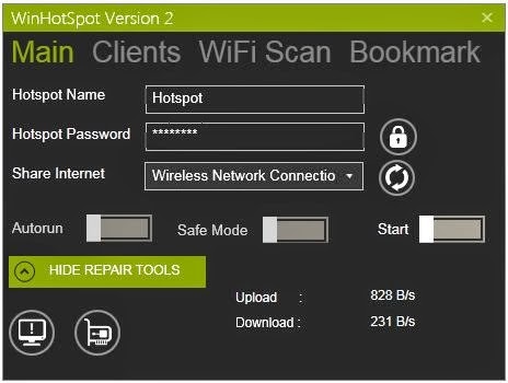 برنامج مجاني لتحويل الكمبيوتر الي رواتر لاسلكي وموزع أنترنت عبر واي فاي Winhotspot WiFi Router 2