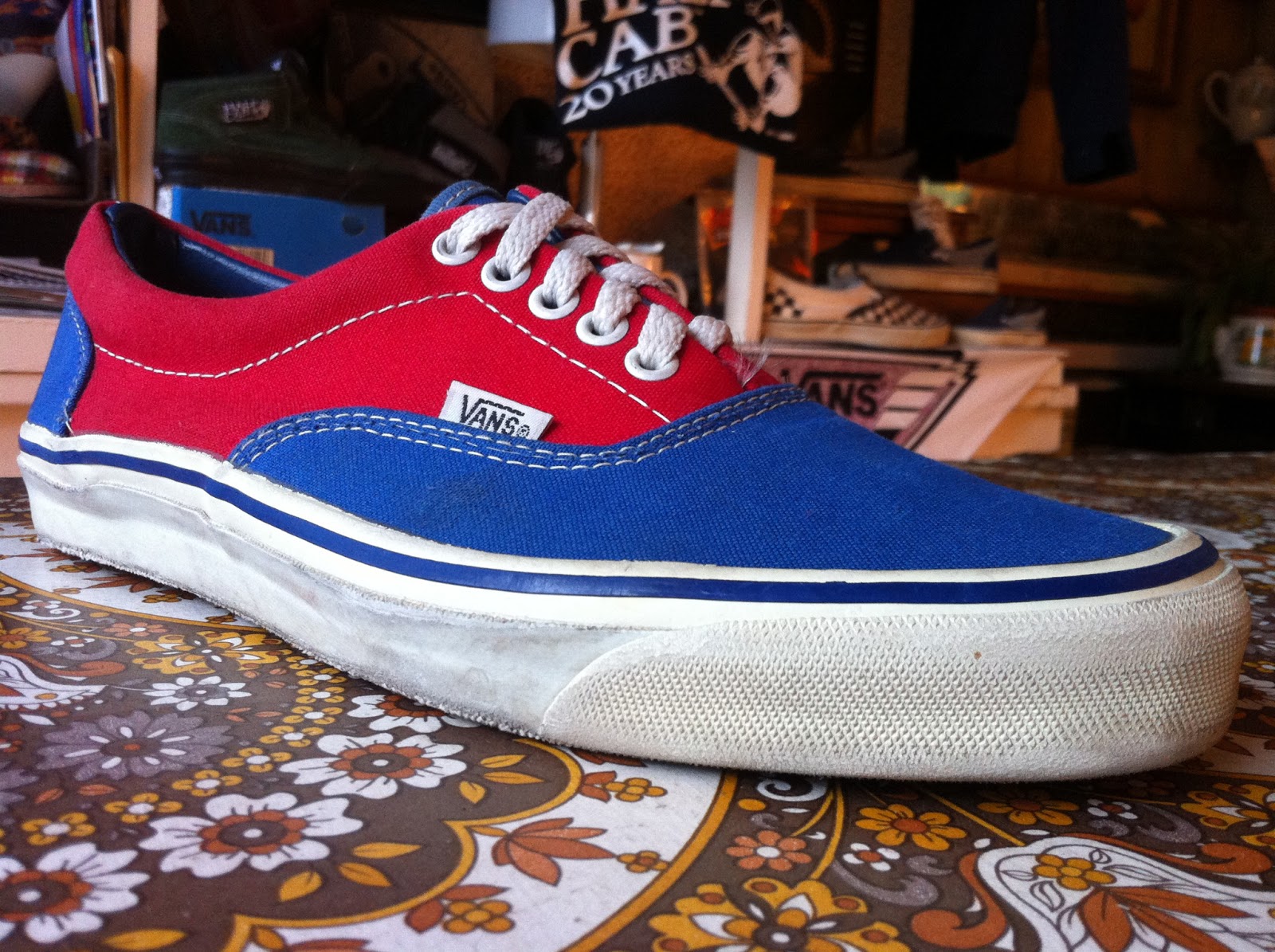 theothersideofthepillow: vintage VANS 2-tone red & blue DOGTOWN canvas ERA style #95 MADE IN USA