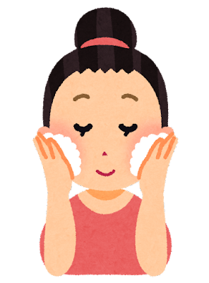 洗顔をする女性のイラスト