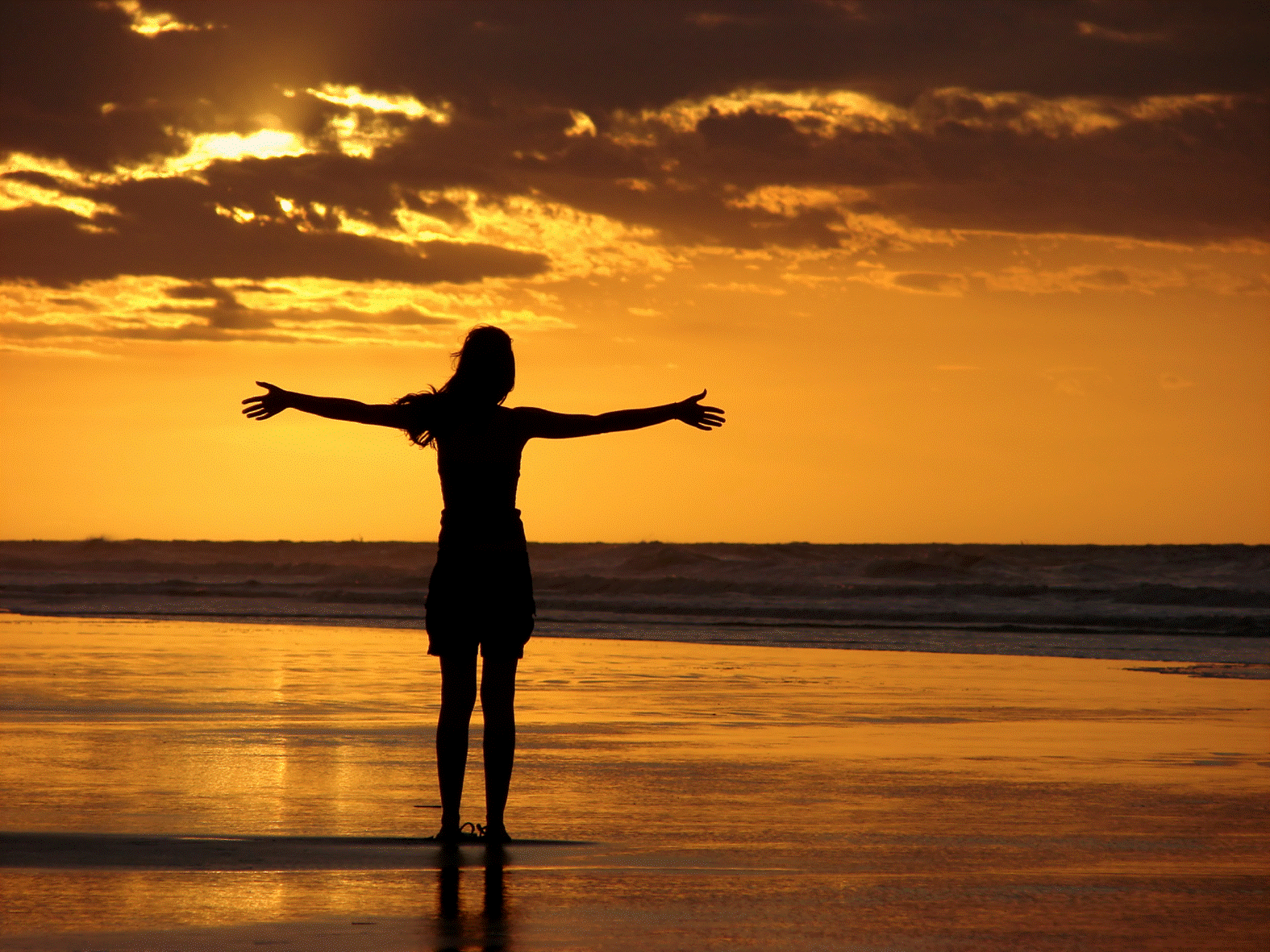 Girl Standing At Beach Sunrise Wallpaper Beach Wallpaper Backgrounds