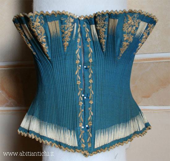 ClusterFrock: 1872 Green Embroidered Corset