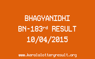 BHAGYANIDHI BN 183 Lottery Result 10-4-2015