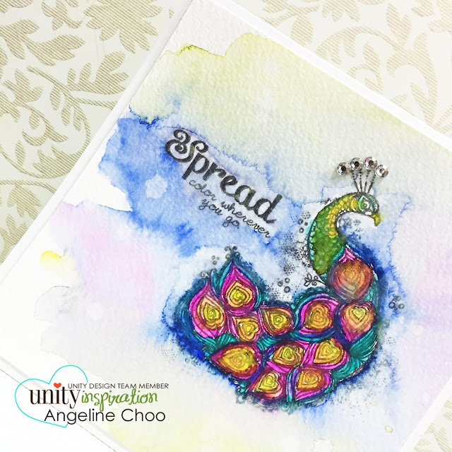 ScrappyScrpapy: Pretty as a peacock #scrappyscrappy #unitystampco #card #dylusions #stamp