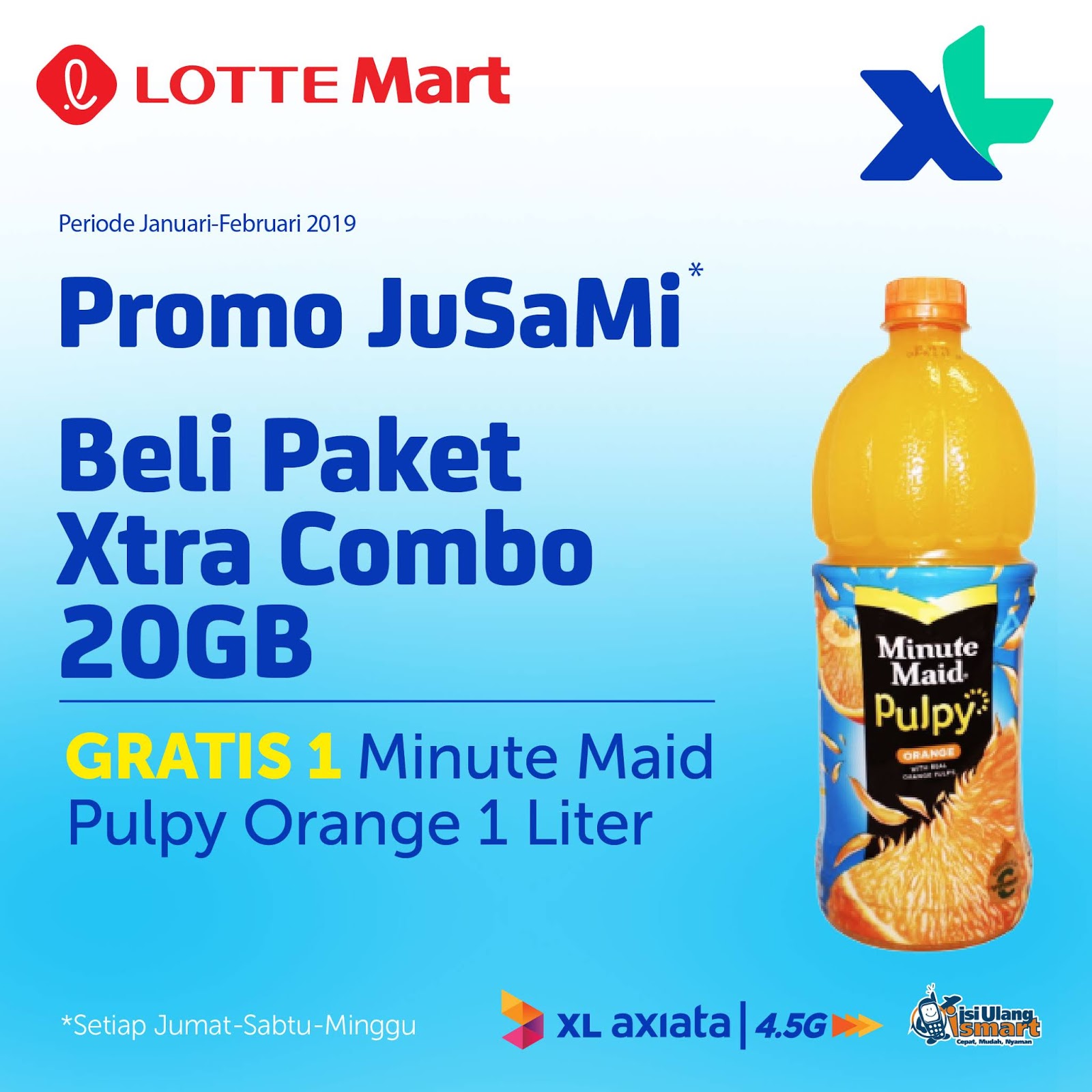 #LotteMart - #Promo Beli Paket XL Xtra Combo 10GB & 20GB Gratis Minuman (s.d 28 Feb 2019)