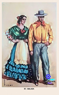 Traje típico de Málaga - Editorial Artigas 1940 - Diseño: Tuser