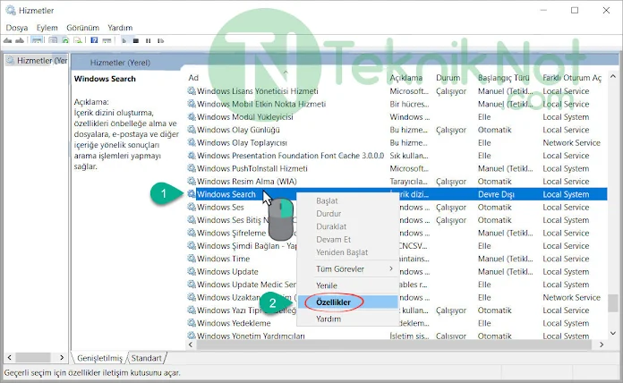 Gereksiz Windows Servislerini  Kapatın