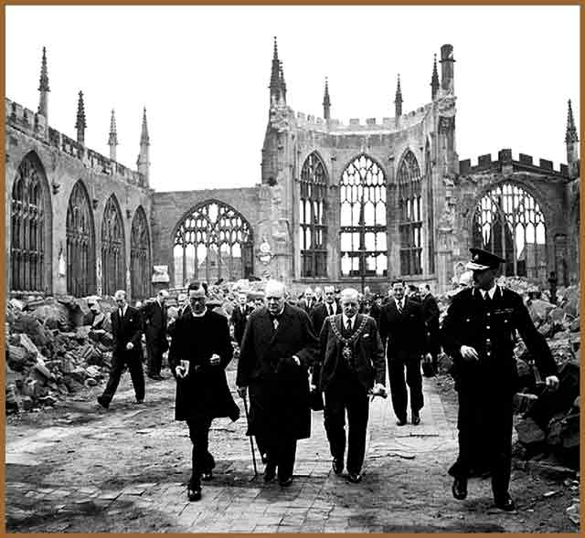 Winston Churchill at Coventry Cathedral 28 September 1941 worldwartwo.filminspector.com