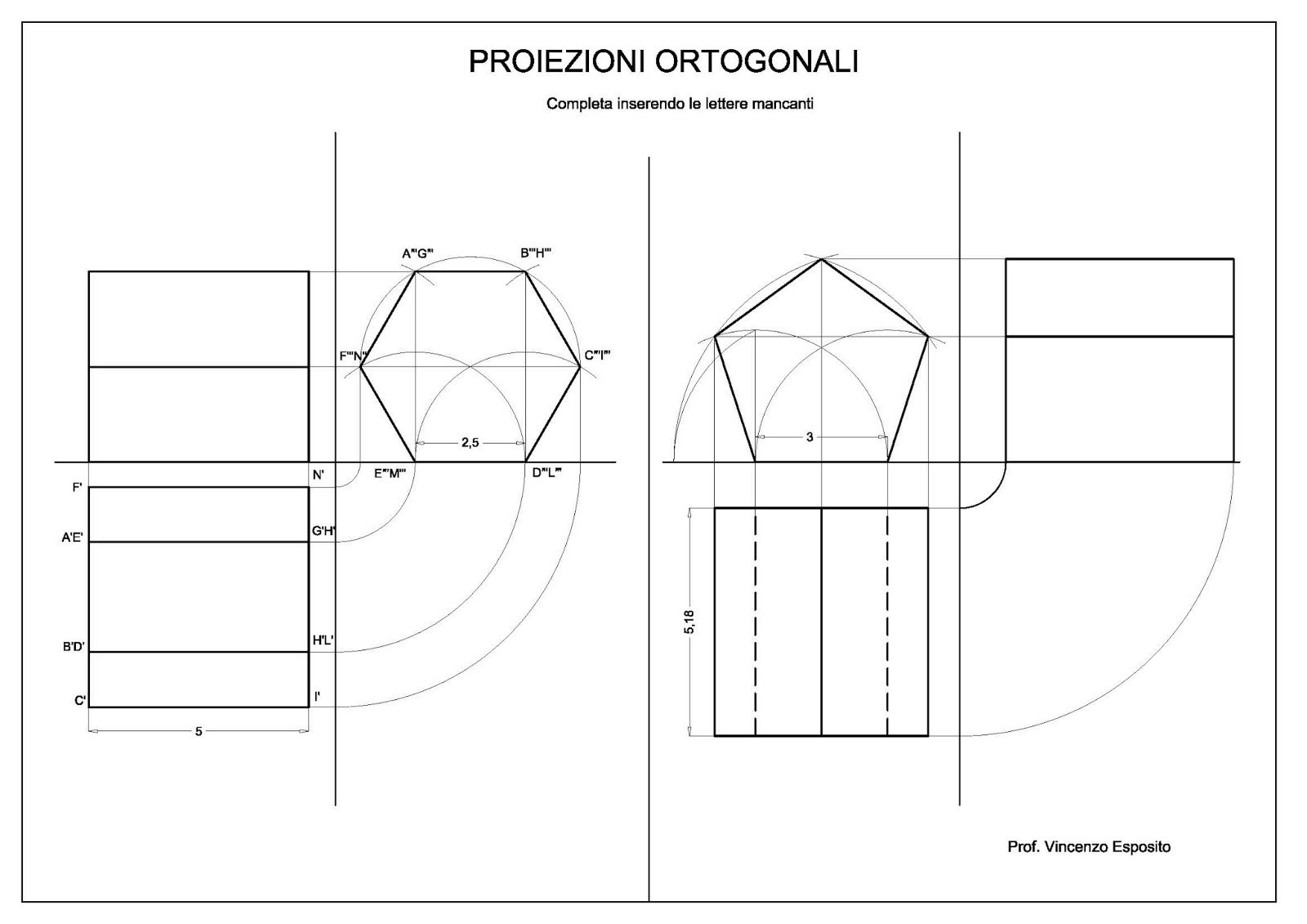 Proiezione Ortogonale Di Un Prisma A Base Pentagonale ArtedisLiceo: Proiezioni ortogonali 2