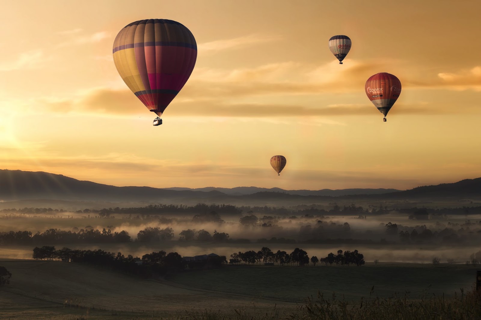 Hot Air Balloon Valley Sky