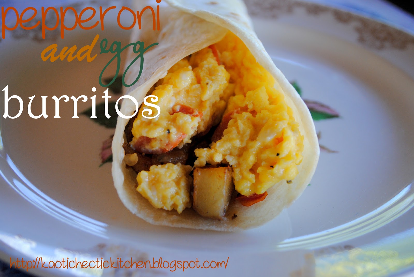 pepperoni and eggs breakfast burrito/tacos