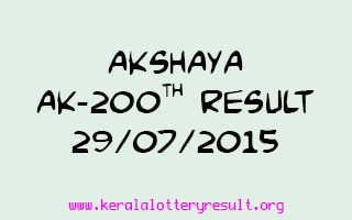 Akshaya AK 200 Lottery Result 29-7-2015
