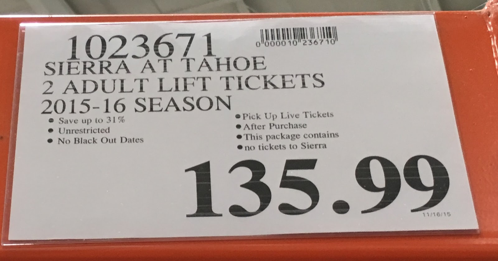 Deal For 2 Lift Tickets Sierra At Tahoe Costco