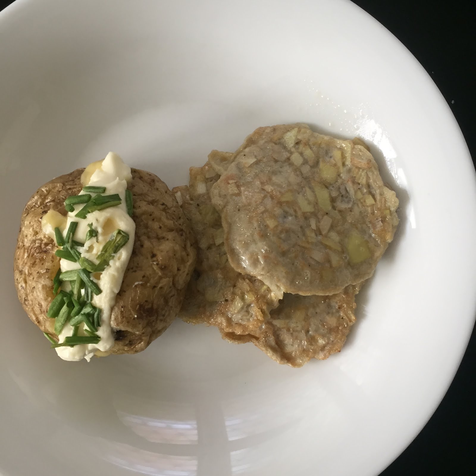 Banana Blossom (Puso ng Saging) Patties + Baked Potato with Cheddar