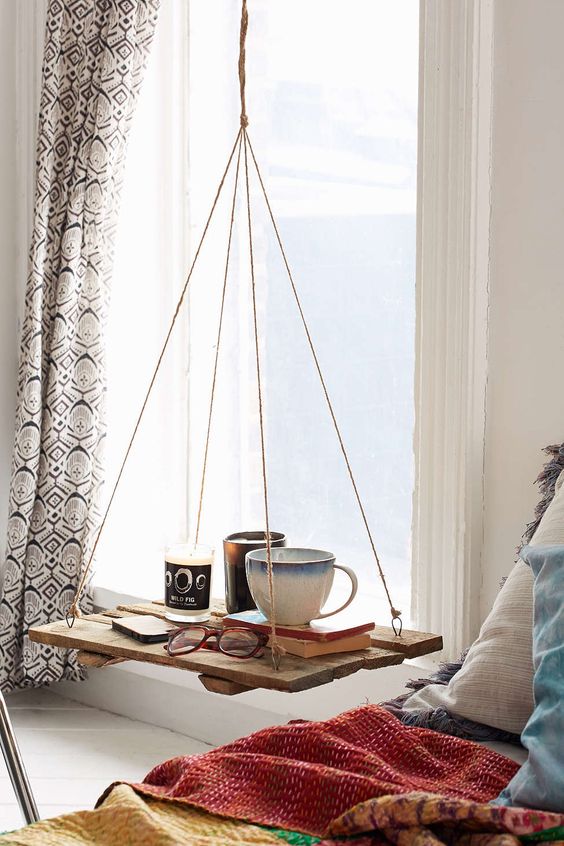 Hanging Bedside Table For Your Bedroom To Save Space