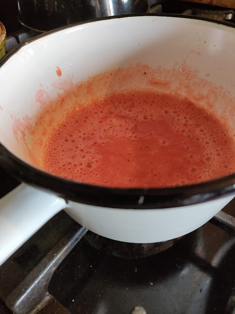 homemade strawberry and vanilla coulis