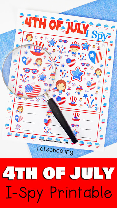 FREE printable I Spy game for 4th of July/Independence Day fun. Perfect no-prep counting activity for preschool and kindergarten. Kids will love finding the adorable patriotic images that come in different sizes, making it a challenging visual discrimination activity. Features fireworks, flags and more!