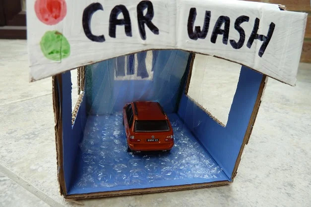 Dynamic Car Wash Out Of Cardboard Box Landscape Collection