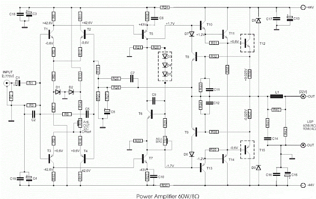 60W Transistored Power Amplifier Circuit Diagram | Super Circuit Diagram
