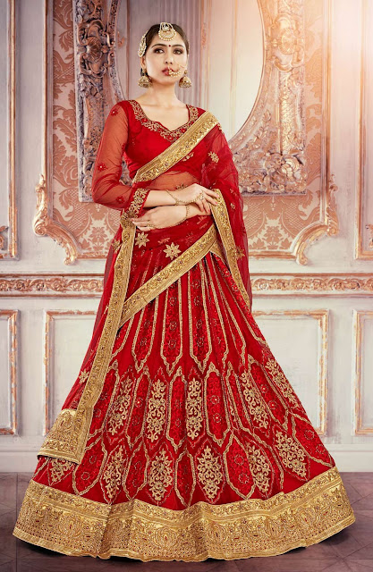 Red Embroidered Lehenga For An Indian Bride