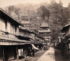 A street scene in Nagasaki in Japan in around 1868