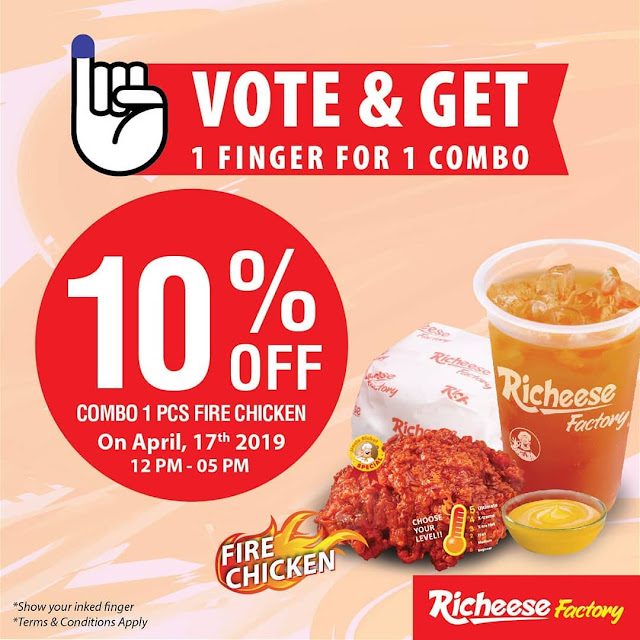 #RicheeseFactory - #Promo Vote & Get 10% Diskon Combo 1 Fire Chicken (17 April 2019) #RicheeseFactory - #Promo Vote & Get 10% Diskon Combo 1 Fire Chicken (17 April 2019)