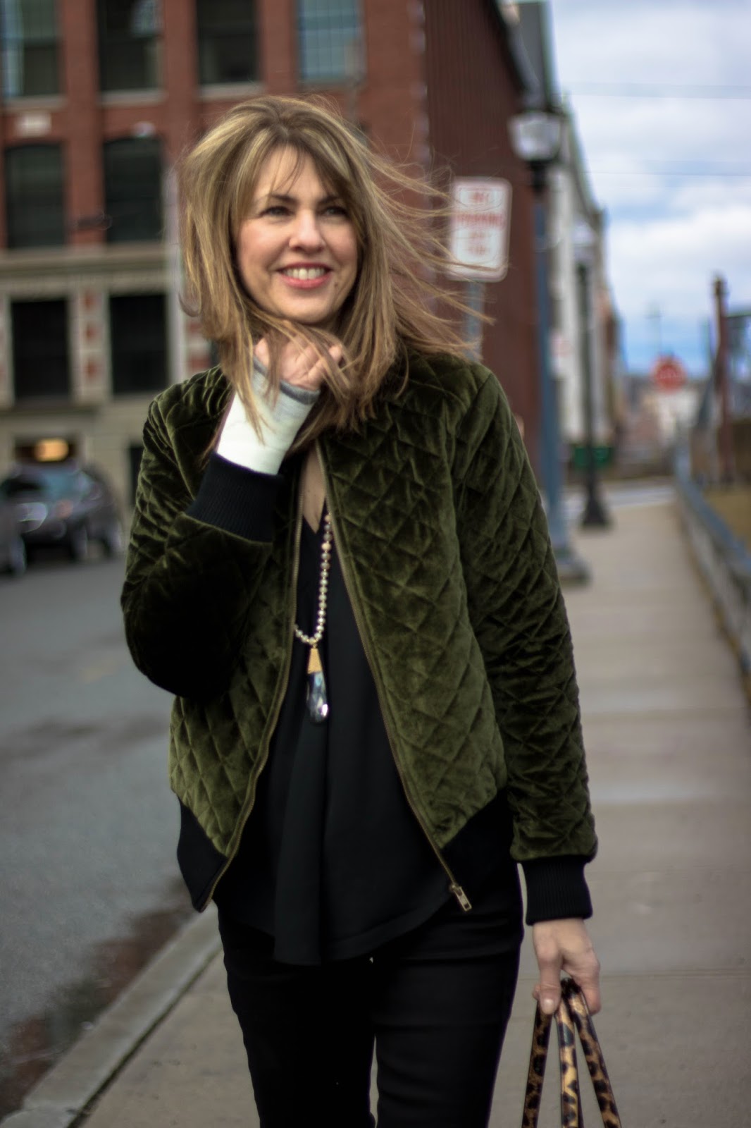 Green velvet jacket The Midlife Fashionista