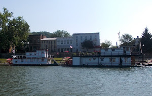 DRESDEN BELLE & SUNSHINE. 3rd paddlewheeler is hidden.  We rafted for a few hours.