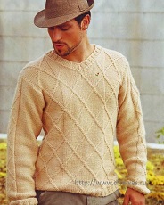 vyazanie dlya mujchin djemper s relefnim uzorom spicami s opisaniem i shemoi uzora