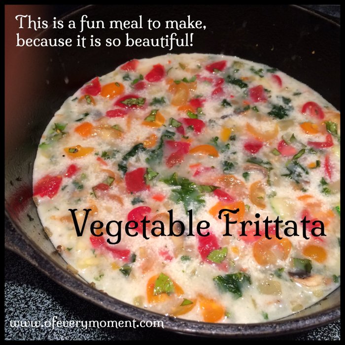 Vegetable frittata before the last sprinkle of cheese