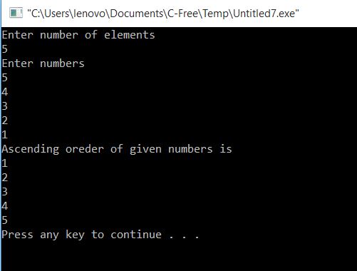 All C Programs: Program 116:Sort array using Bubble Sort