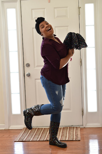 Keeping Dry in My New Rain Boots   via  www.productreviewmom.com