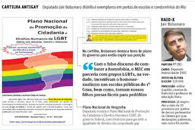Deputado Jair Bolsonaro leva panfleto antigay a escolas do Rio de Janeiro