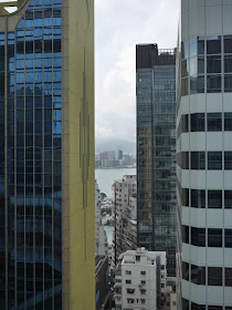 view from Hysan Place in Hong Kong looking northward across Victoria Harbour