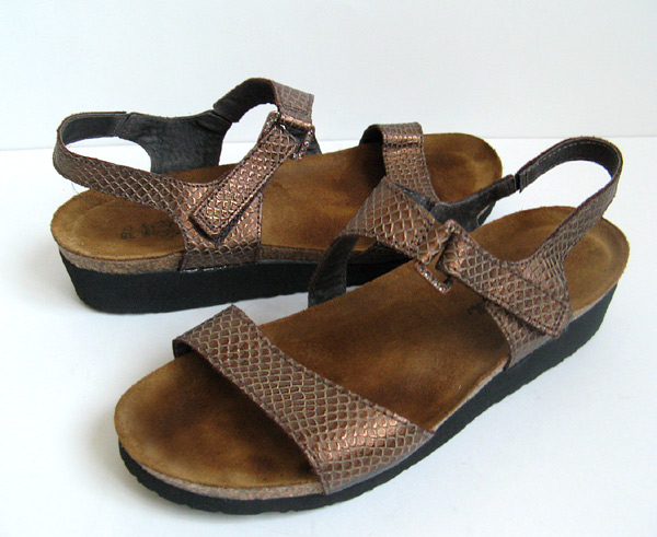 NAOT FOOTWEAR PAMELA LIZARD BROWN SANDALS WOMENS SIZE 7