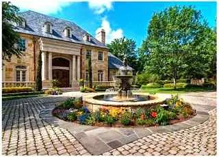 Beautifully designed home with water fountain as focal point.