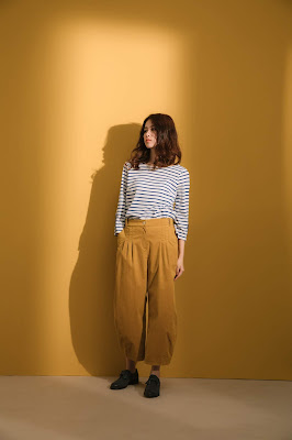 遼闊世界壓線寬管褲-芥黃