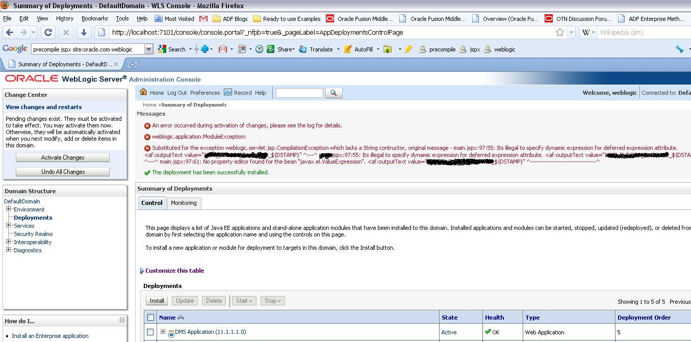 ADF & logic How To Enable of jspx pages in weblogic.