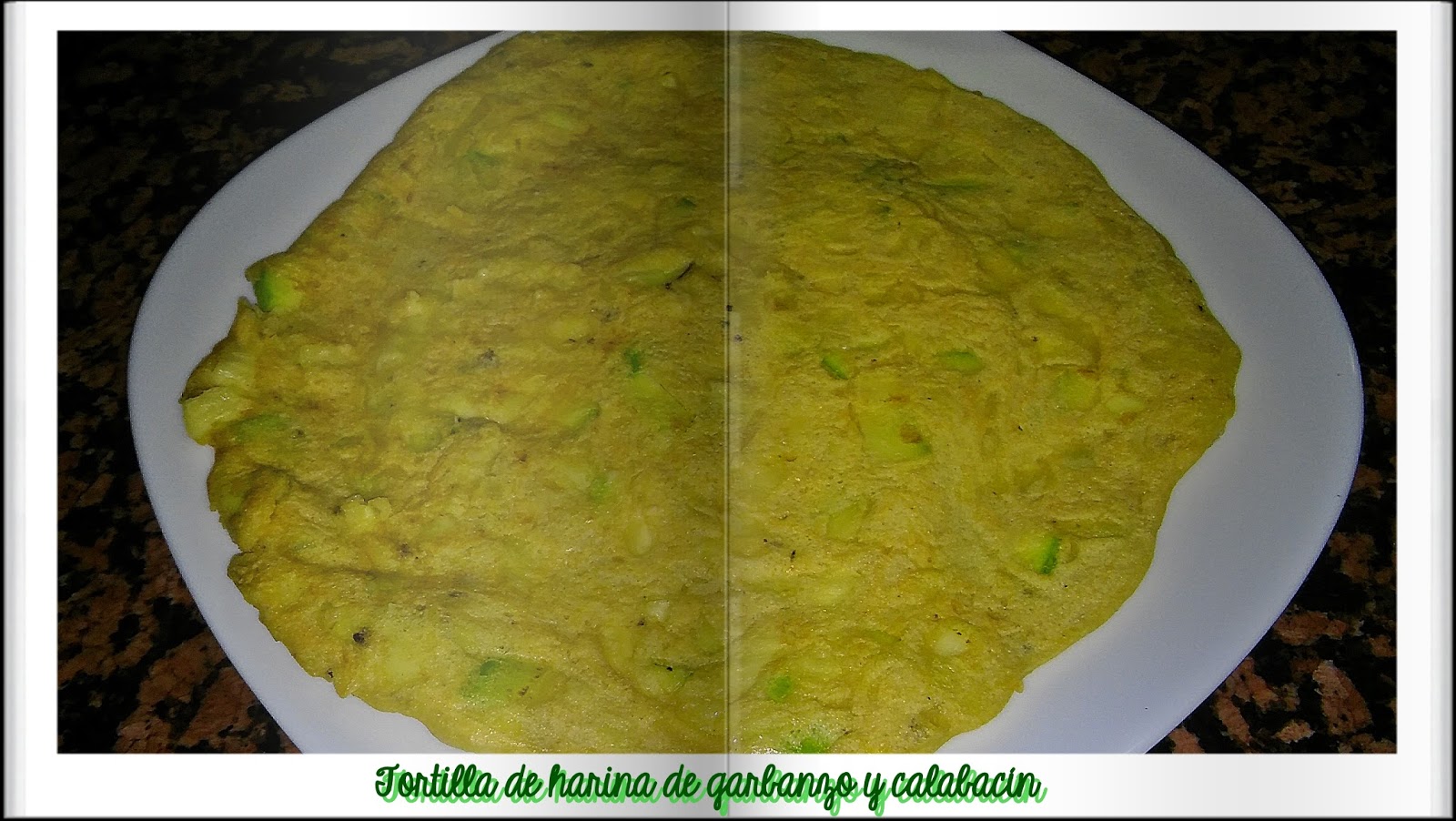 Tortilla de harina de garbanzo con calabacín VEGANA. Una profesora