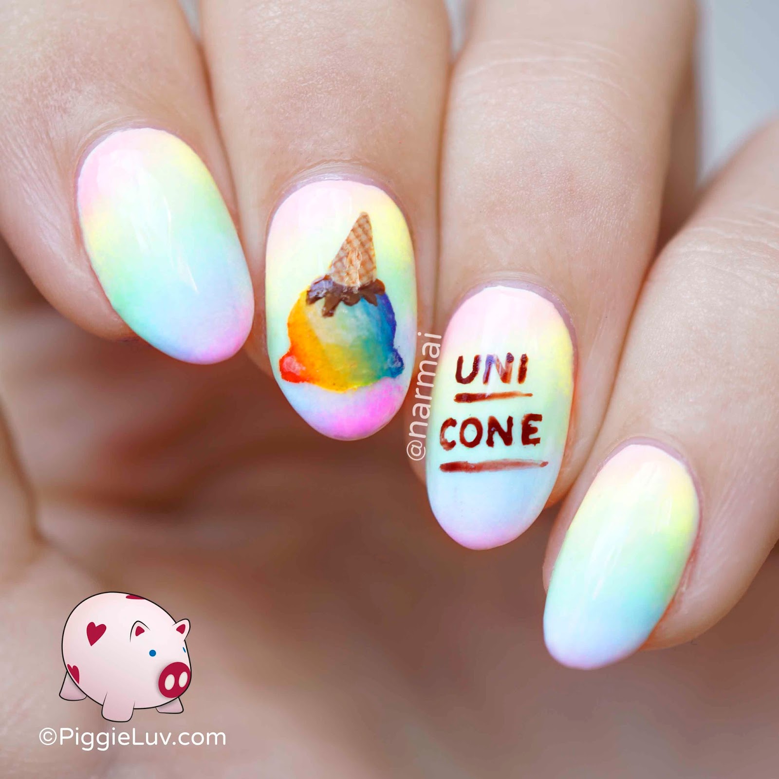 Rainbow unicone nail art PiggieLuv Bloglovin’