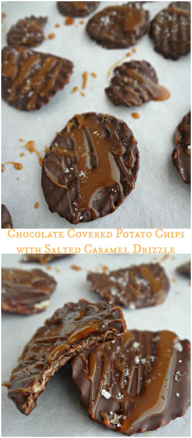 The Cooking Actress Chocolate Covered Potato Chips with Salted Caramel Drizzle