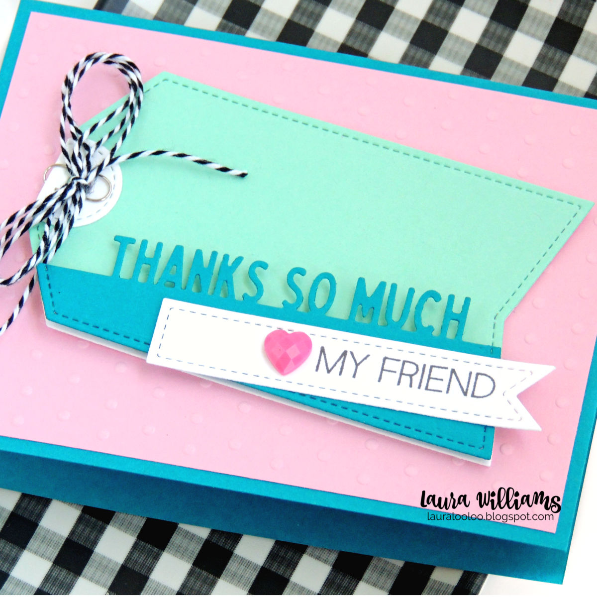 handmade thank you card idea with diecutting and stamping from Impression Obsession using Stitched Tag Die #diecut #stamping #cardmaking #handmade #papercrafts #impressionobsession #iostamps