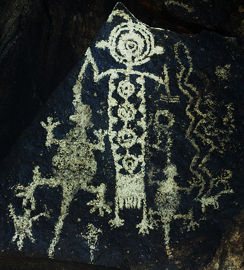 , human figure and lizard, Coso rock art, Eastern California, from 10000 to 1000 years ago, 