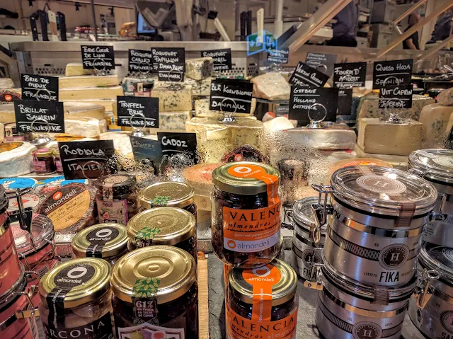 cheese and other Swedish foods at Stockholm's Östermalms Saluhall