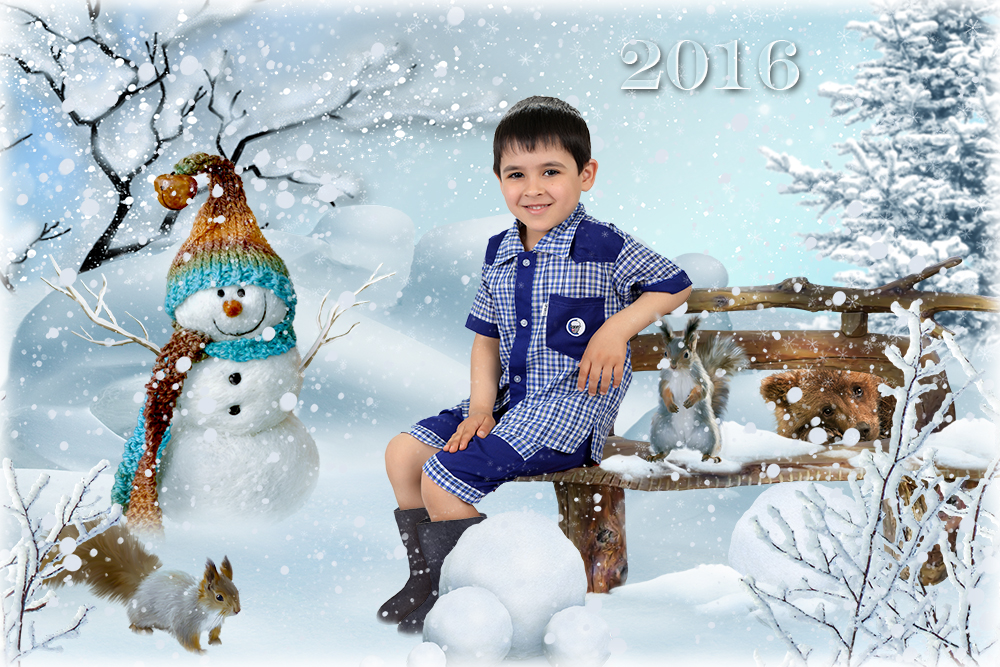 зимний коллаж в детском саду