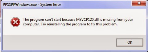 Cara Mengatasi MSVCP120dll is missing pada Emulator PPSSPP