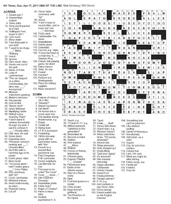 The New York Times Crossword in Gothic: 04.17.11 — End of the Line