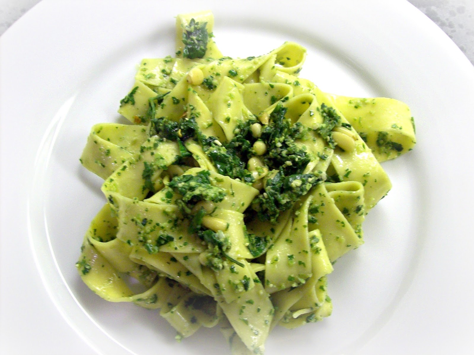 red or green? Pasta with Cilantro, Jalapeno & Pinenuts