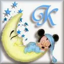 Alfabeto de Mickey Bebé durmiendo en la luna K.