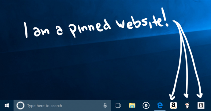 Pinned website feature of Microsoft Edge on Windows 10 Fall Creators Update (www.kunal-chowdhury.com)